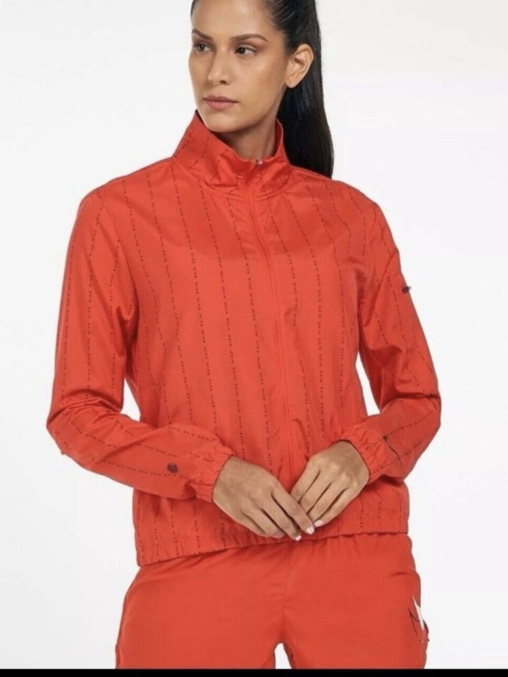 Nike Running Womens Small Red Dri-Fit Icon Clash Windbreaker Full Zip Jacket